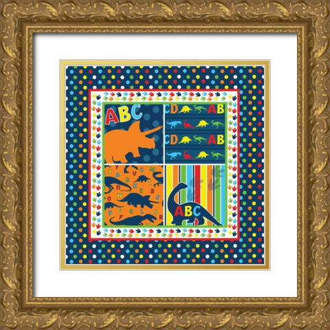 Dinopolooza X Gold Ornate Wood Framed Art Print with Double Matting by ND Art and Design