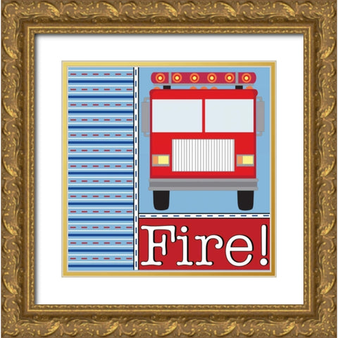 Fire Emergency VI Gold Ornate Wood Framed Art Print with Double Matting by ND Art and Design