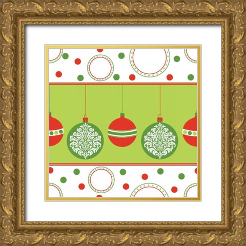 Joyous Holiday V Gold Ornate Wood Framed Art Print with Double Matting by ND Art and Design