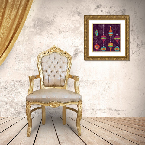 Mod Christmas I Gold Ornate Wood Framed Art Print with Double Matting by ND Art and Design