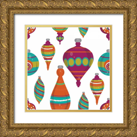 Mod Christmas III Gold Ornate Wood Framed Art Print with Double Matting by ND Art and Design