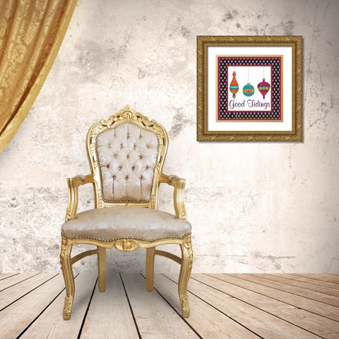 Mod Christmas IX Gold Ornate Wood Framed Art Print with Double Matting by ND Art and Design