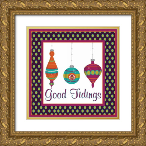 Mod Christmas IX Gold Ornate Wood Framed Art Print with Double Matting by ND Art and Design