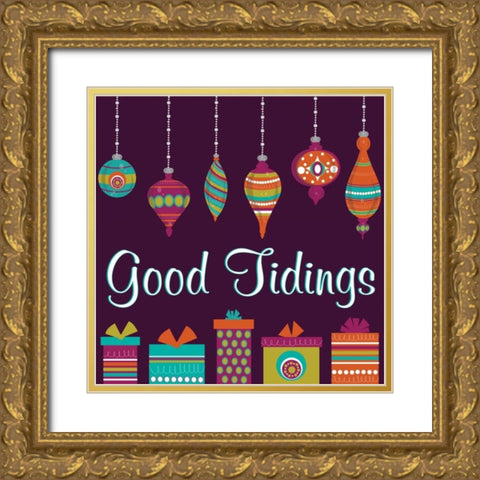 Mod Christmas X Gold Ornate Wood Framed Art Print with Double Matting by ND Art and Design