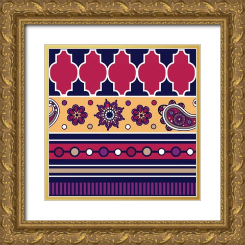 Modern Day Moroccan Gypsy V Gold Ornate Wood Framed Art Print with Double Matting by ND Art and Design
