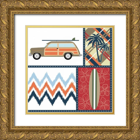 Surf VII Gold Ornate Wood Framed Art Print with Double Matting by ND Art and Design
