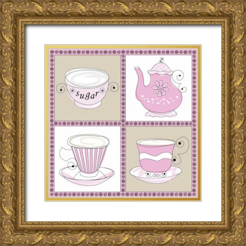 Tea Time II Gold Ornate Wood Framed Art Print with Double Matting by ND Art and Design