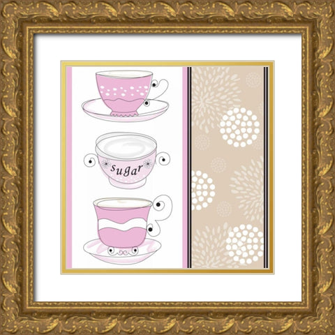 Tea Time III Gold Ornate Wood Framed Art Print with Double Matting by ND Art and Design