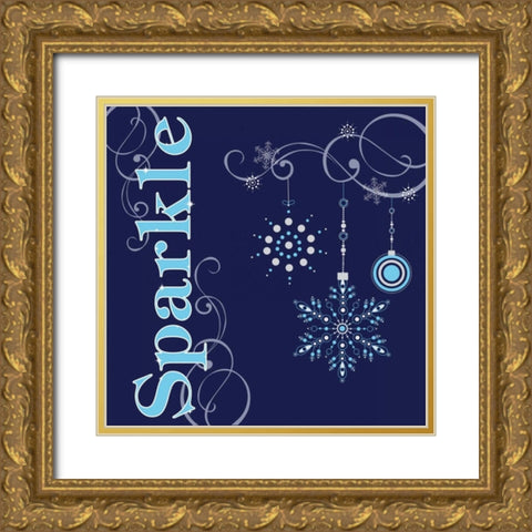 Winter Sparkle I Gold Ornate Wood Framed Art Print with Double Matting by ND Art and Design