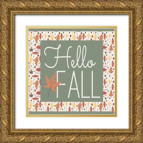 Hello Fall II Gold Ornate Wood Framed Art Print with Double Matting by ND Art and Design