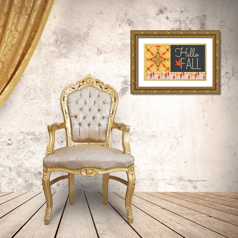 Hello Fall I Gold Ornate Wood Framed Art Print with Double Matting by ND Art and Design