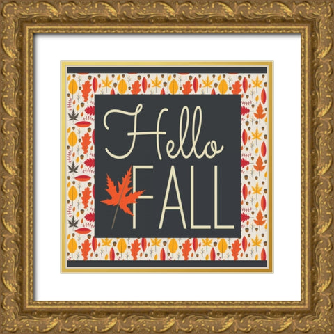 Hello Fall II Gold Ornate Wood Framed Art Print with Double Matting by ND Art and Design