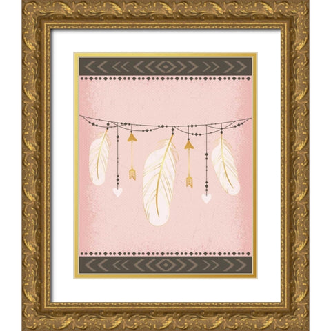 Feathers Gold Ornate Wood Framed Art Print with Double Matting by ND Art and Design