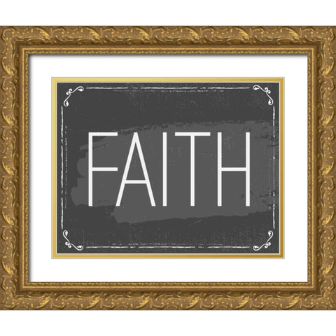 Faith Gold Ornate Wood Framed Art Print with Double Matting by ND Art and Design