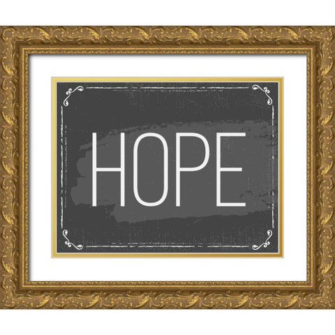 Hope Gold Ornate Wood Framed Art Print with Double Matting by ND Art and Design