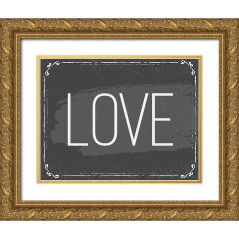 Love Gold Ornate Wood Framed Art Print with Double Matting by ND Art and Design
