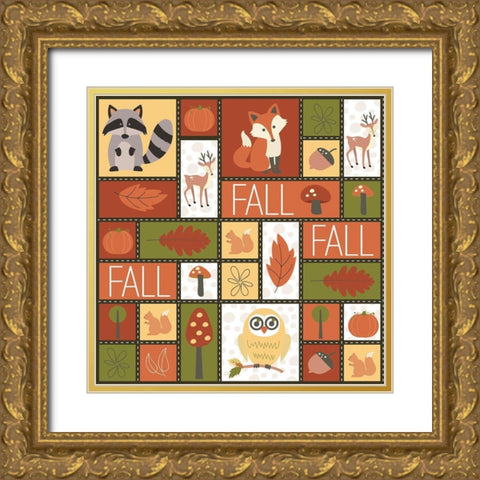 Fall Collage Gold Ornate Wood Framed Art Print with Double Matting by ND Art and Design
