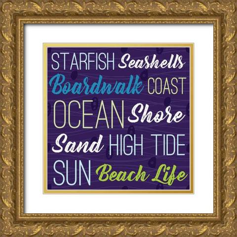 Cape Cod Typography Gold Ornate Wood Framed Art Print with Double Matting by ND Art and Design