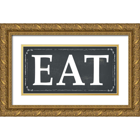 Eat Gold Ornate Wood Framed Art Print with Double Matting by ND Art and Design