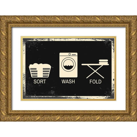 Sort, Wash, Fold Gold Ornate Wood Framed Art Print with Double Matting by ND Art and Design