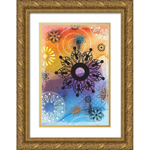 Warm Colors Florals III Gold Ornate Wood Framed Art Print with Double Matting by ND Art and Design
