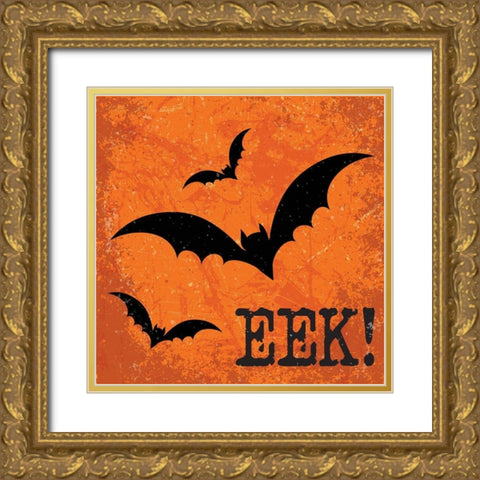 Eek! Gold Ornate Wood Framed Art Print with Double Matting by ND Art and Design