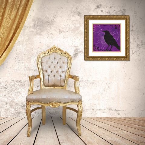 Raven Gold Ornate Wood Framed Art Print with Double Matting by ND Art and Design