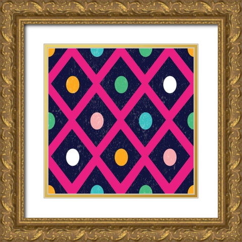 Tropical Pattern Gold Ornate Wood Framed Art Print with Double Matting by ND Art and Design