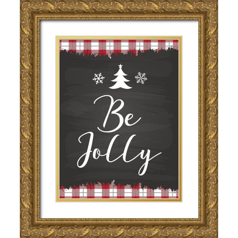 Be Jolly Gold Ornate Wood Framed Art Print with Double Matting by ND Art and Design