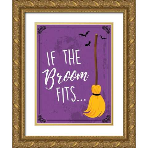 Broom Fits Gold Ornate Wood Framed Art Print with Double Matting by ND Art and Design