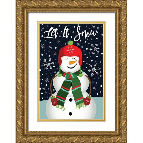 Let It Snow Gold Ornate Wood Framed Art Print with Double Matting by ND Art