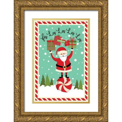 Fa La La La Gold Ornate Wood Framed Art Print with Double Matting by ND Art