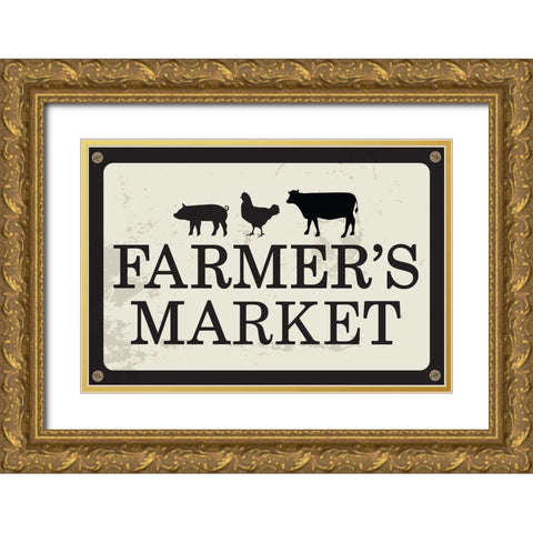 Farmers Market Gold Ornate Wood Framed Art Print with Double Matting by ND Art