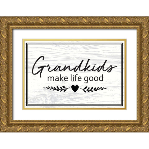 Grandkids Gold Ornate Wood Framed Art Print with Double Matting by ND Art