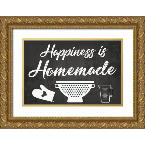 Happiness is Homemade Gold Ornate Wood Framed Art Print with Double Matting by ND Art