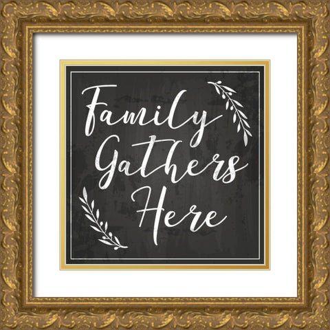 Family Grows Here Gold Ornate Wood Framed Art Print with Double Matting by ND Art