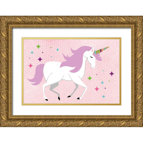 Unicorn Gold Ornate Wood Framed Art Print with Double Matting by ND Art