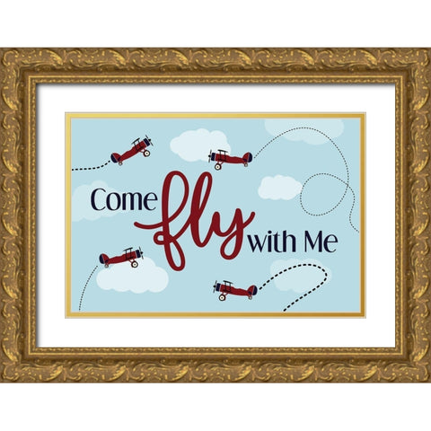Come Fly With Me Gold Ornate Wood Framed Art Print with Double Matting by ND Art