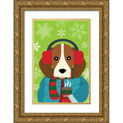 Winter Pet II Gold Ornate Wood Framed Art Print with Double Matting by ND Art