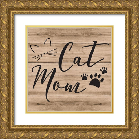 Cat Mom Gold Ornate Wood Framed Art Print with Double Matting by ND Art