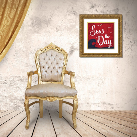 Seas the Day Gold Ornate Wood Framed Art Print with Double Matting by ND Art