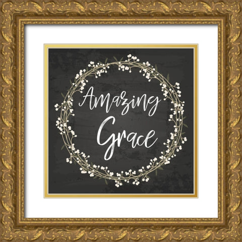 Amazing Grace Gold Ornate Wood Framed Art Print with Double Matting by ND Art