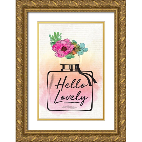 Hello Lovely Gold Ornate Wood Framed Art Print with Double Matting by ND Art