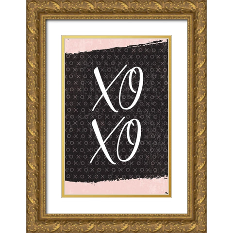 XOXO Gold Ornate Wood Framed Art Print with Double Matting by ND Art