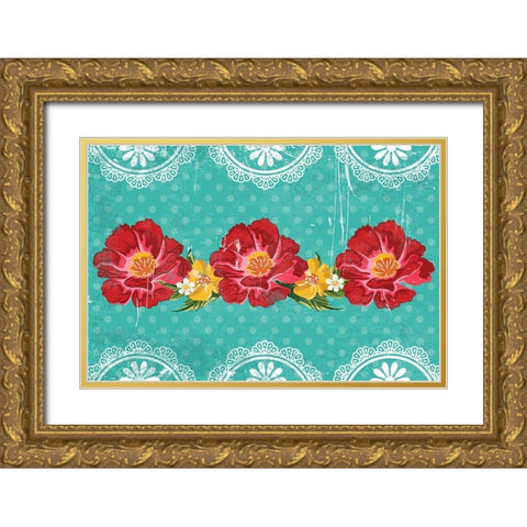 Floral I Gold Ornate Wood Framed Art Print with Double Matting by ND Art