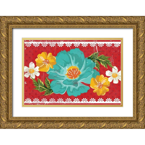 Floral III Gold Ornate Wood Framed Art Print with Double Matting by ND Art