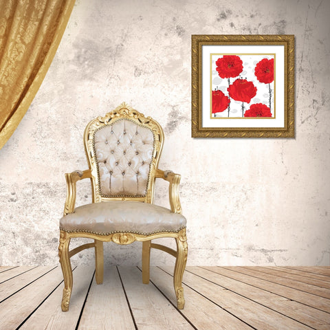 Poppy I Gold Ornate Wood Framed Art Print with Double Matting by ND Art