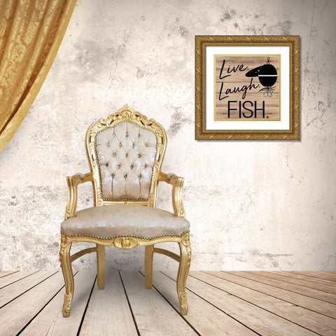 Live Laugh Fish Gold Ornate Wood Framed Art Print with Double Matting by ND Art