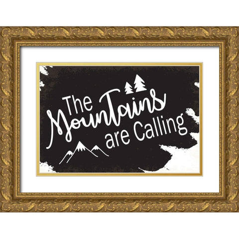 The Mountains are Calling Gold Ornate Wood Framed Art Print with Double Matting by ND Art