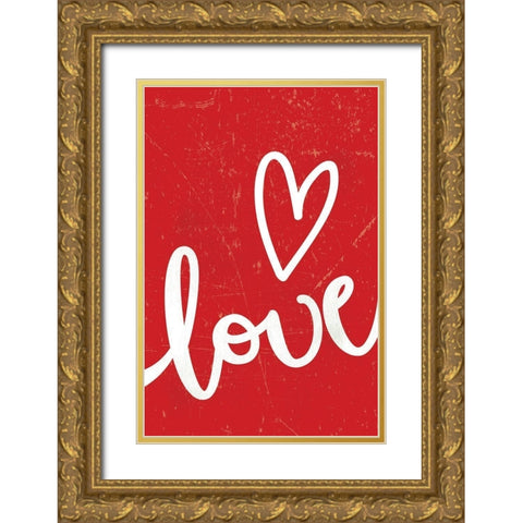 Love Gold Ornate Wood Framed Art Print with Double Matting by ND Art